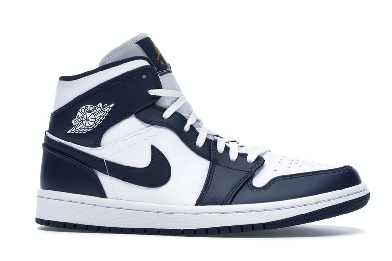 Air Jordan 1 Mid White Metallic Gold Obsidian