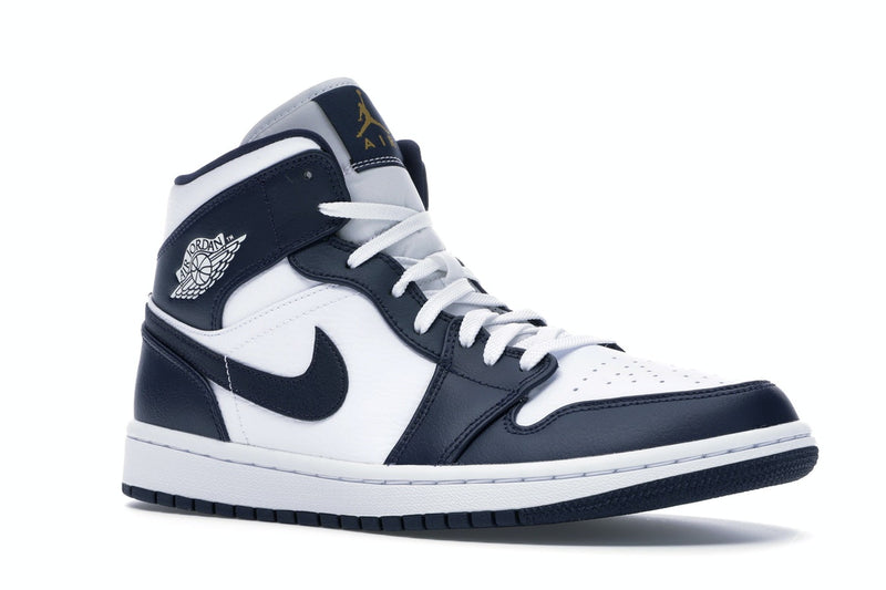 Air Jordan 1 Mid White Metallic Gold Obsidian