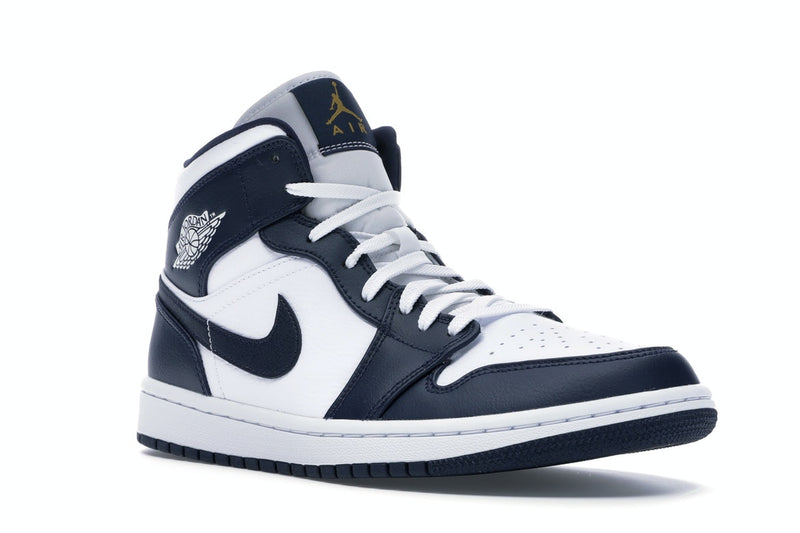 Air Jordan 1 Mid White Metallic Gold Obsidian