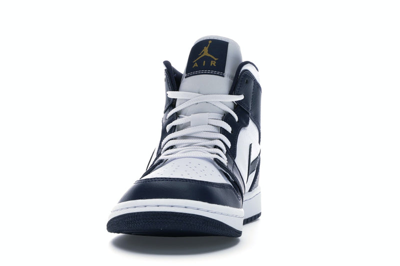 Air Jordan 1 Mid White Metallic Gold Obsidian