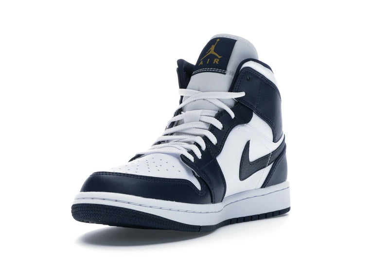 Air Jordan 1 Mid White Metallic Gold Obsidian