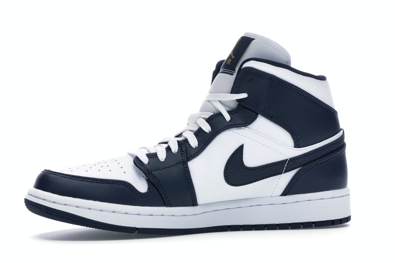 Air Jordan 1 Mid White Metallic Gold Obsidian